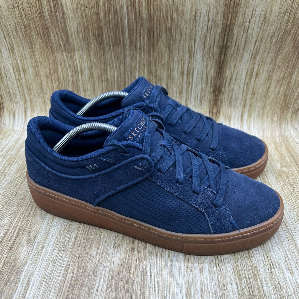 Skechers Los Angeles Sneakers Men's Size 10.5 Navy Blue Suede Gum Sole 52464
